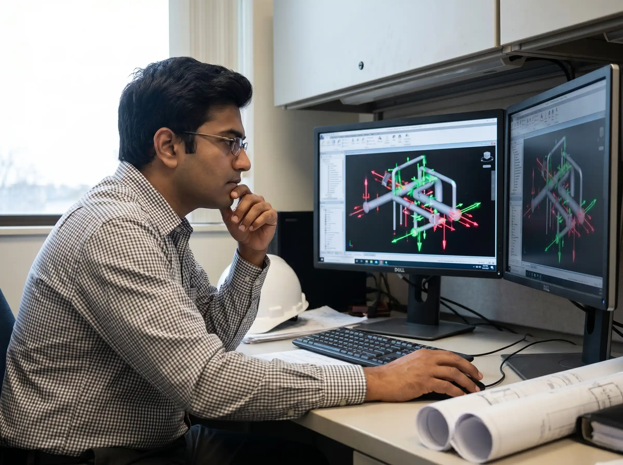 Structural engineer calculating loads for a CAESAR II Certification Course in Thane.