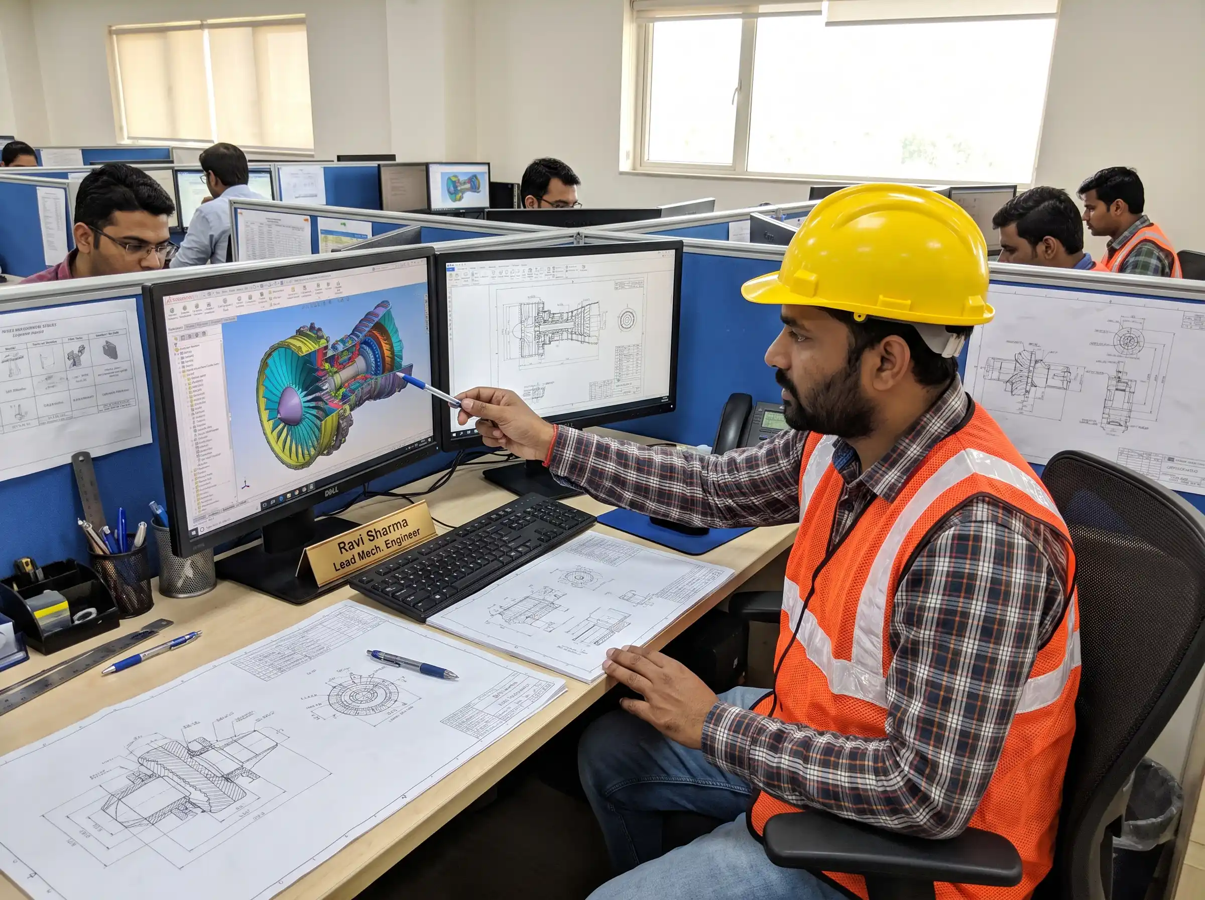 Mechanical engineer analyzing equipment data for a Mechanical Design Course in Thane.
