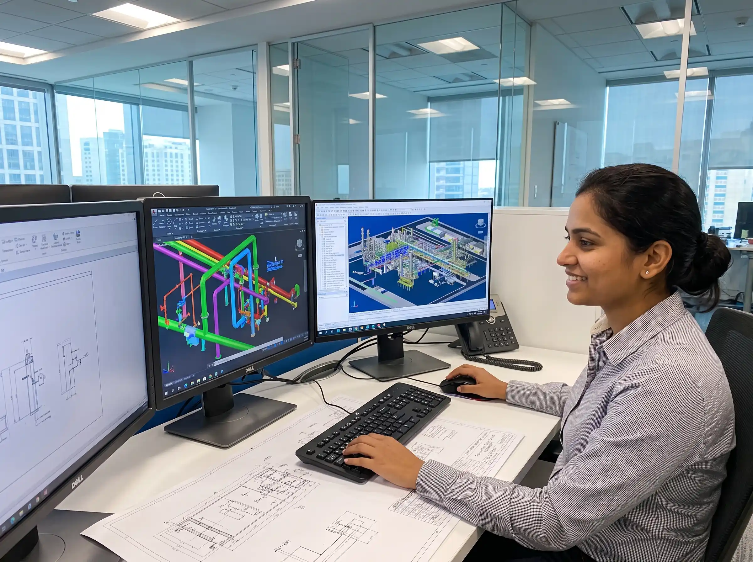 Engineer executing 3D routing for a SmartPlant 3D Certification Course in Thane.